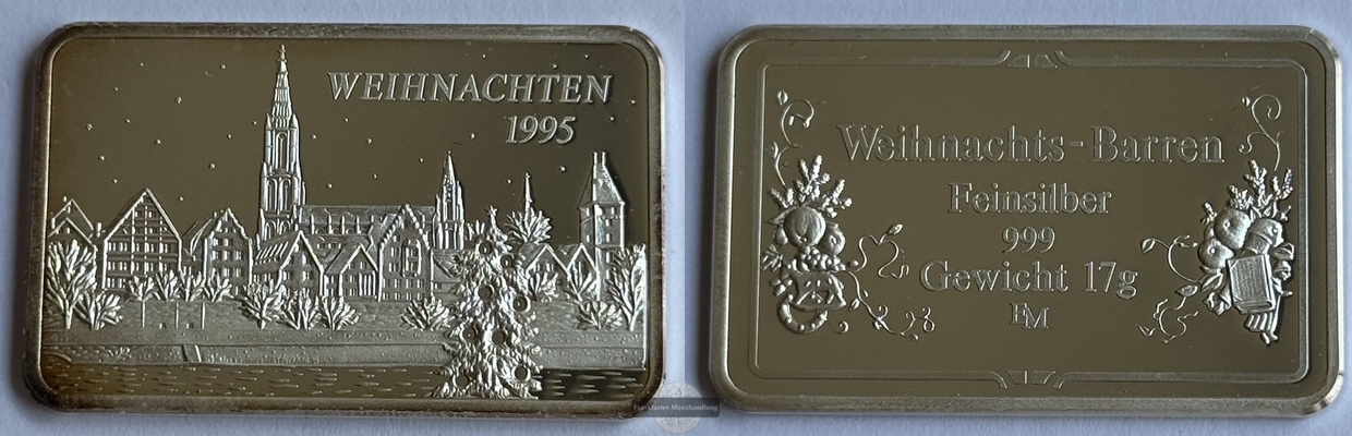  Silberbarren Weihnachten  1995 FM-Frankfurt  Feinsilber: 17g   