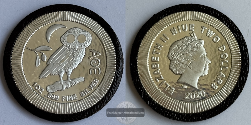  Niue 2 Dollar  2020 Athena Eule UC#260  FM-Frankfurt  Feinsilber: 31,06g   