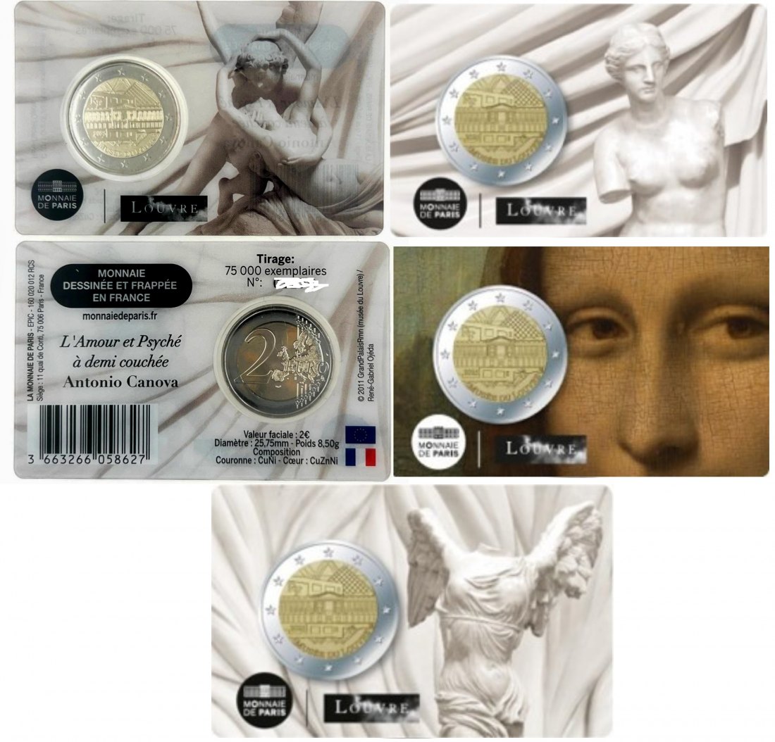 Frankreich - 4 x 2 Euro 2025 - Louvre in Coincard