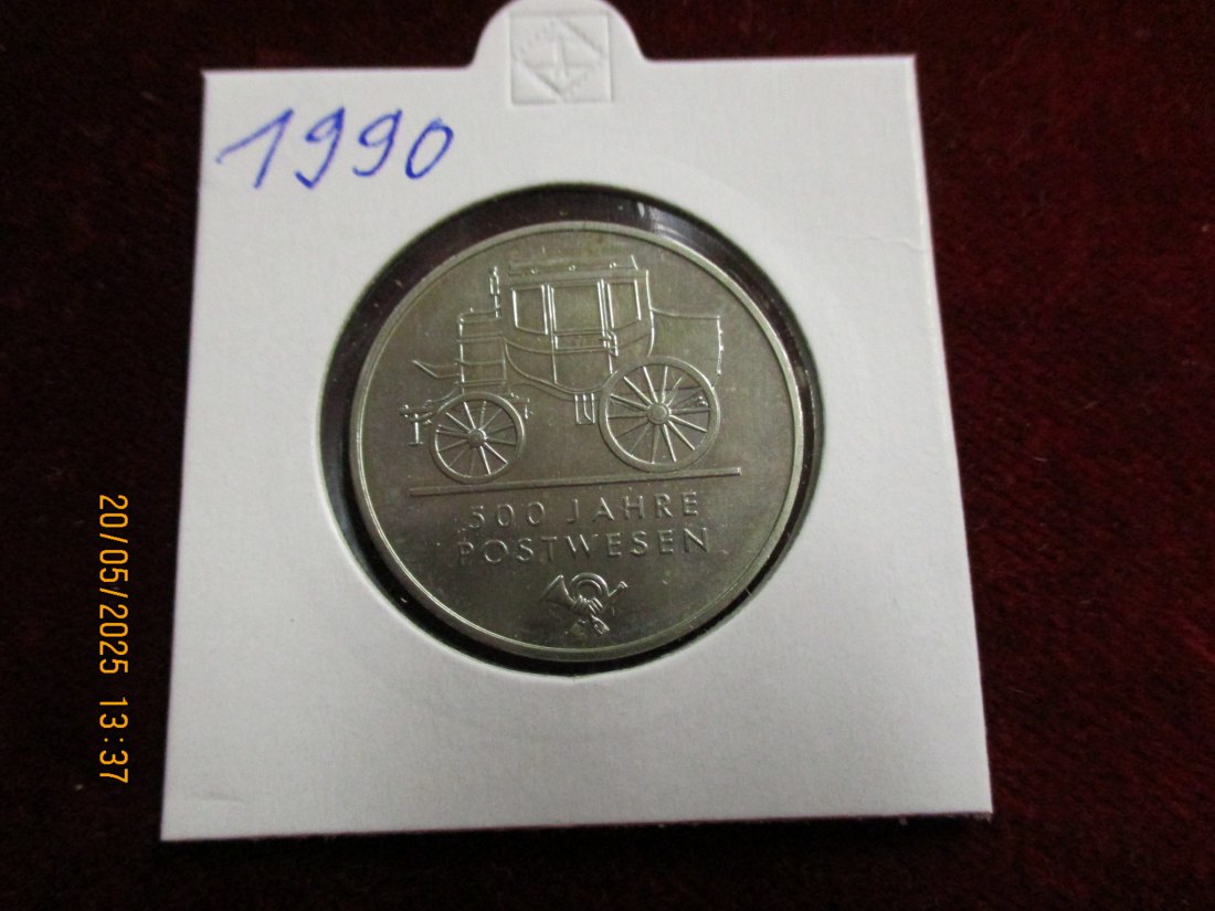  5 Mark DDR 1990 500 Jahre Postwesen / Metall: K-N-Zk   