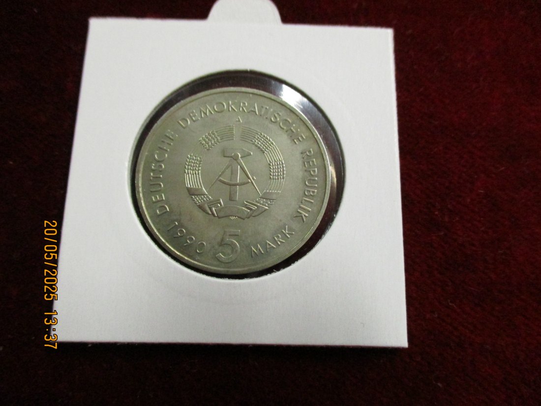  5 Mark DDR 1990 500 Jahre Postwesen / Metall: K-N-Zk   