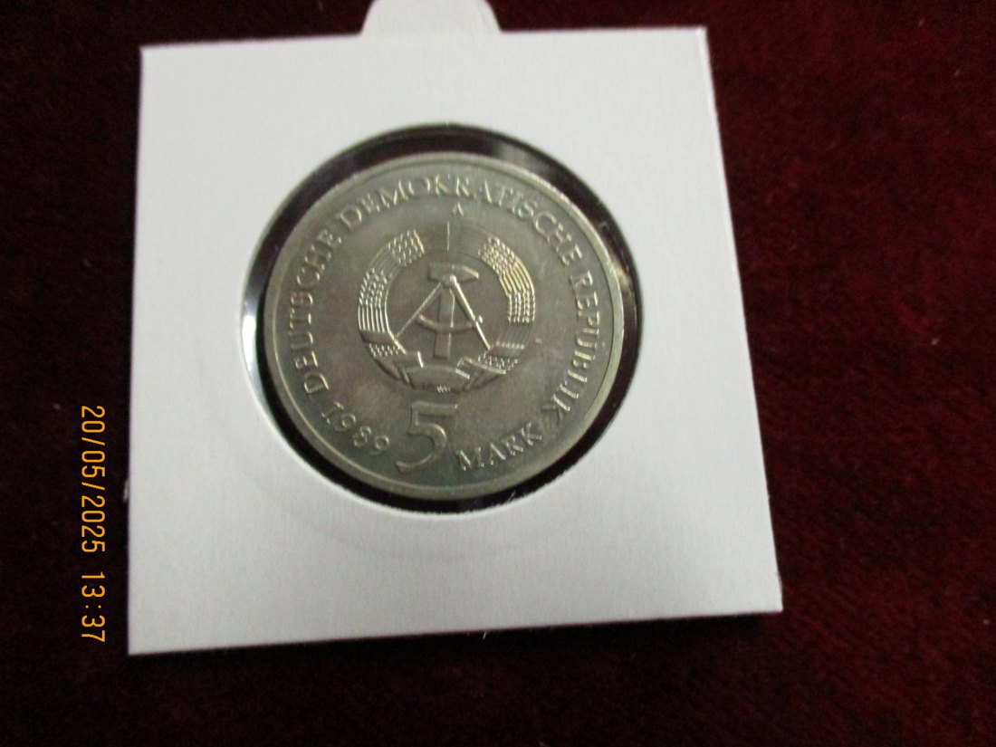  5 Mark DDR 1989 Mühlhausen Marienkirche / Metall: K-N-Zk   