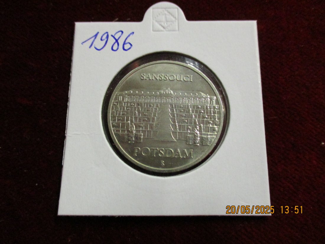  5 Mark DDR 1986 Potsdam Sanssouci / Metall: K-N-Zk   