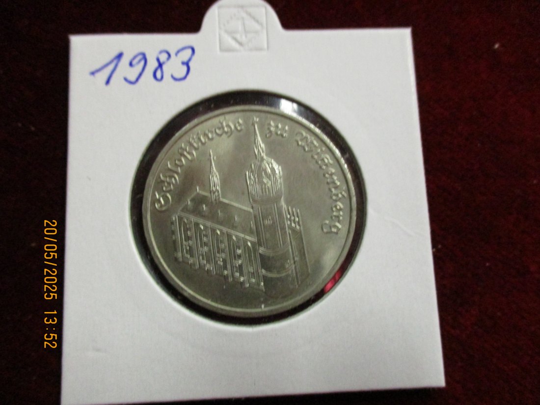  5 Mark DDR 1983 Schlosskirche zu Wittenberg / Metall: K-N-Zk   