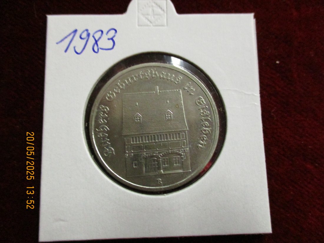  5 Mark DDR 1983 Luthers Geburtshaus in Eisleben / Metall: K-N-Zk   