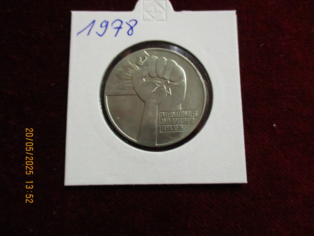 5 Mark DDR 1978 Anti- Apartheid / Metall: K-N-Zk   