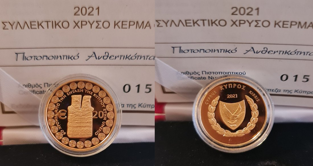  Zypern - 20 Euro 2021 - 60 Jahre UNESCO-Beitritt - GOLD in PP / PROOF   