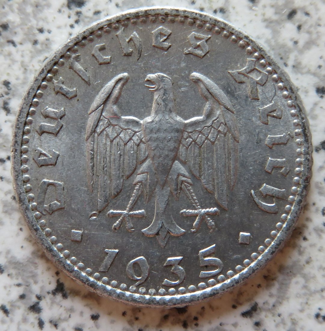  Drittes Reich 50 Reichspfennig 1935 F, besser   