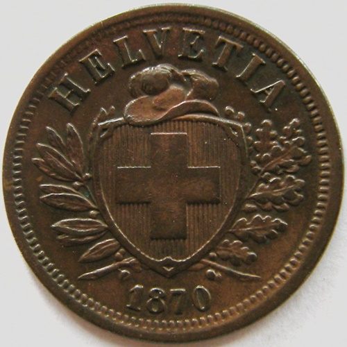  Schweiz 2 Rappen1870 B   