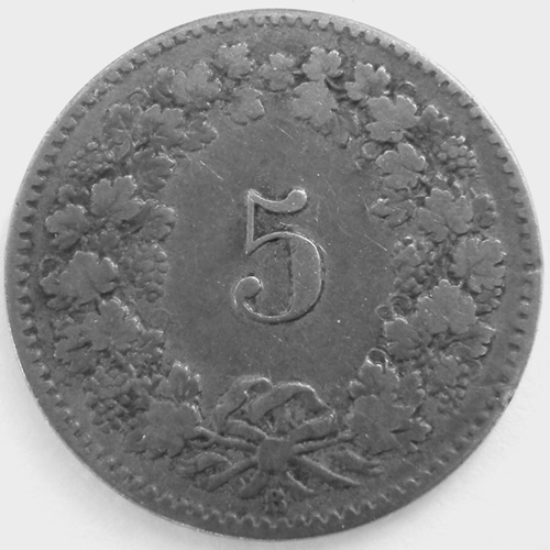 Schweiz 5 Rappen1872 B   