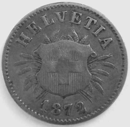  Schweiz 5 Rappen1872 B   