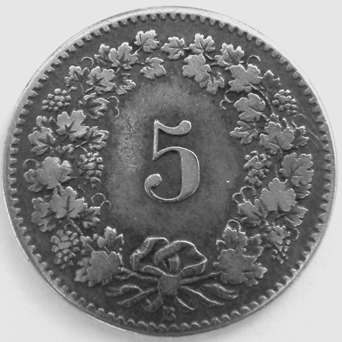  Schweiz 5 Rappen1873 B   