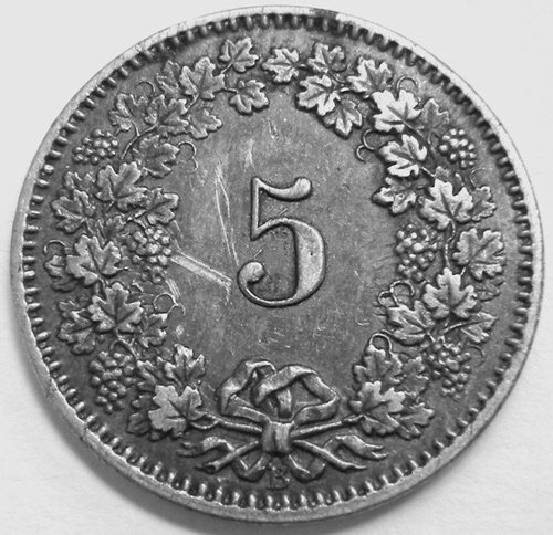  Schweiz 5 Rappen1876 B   