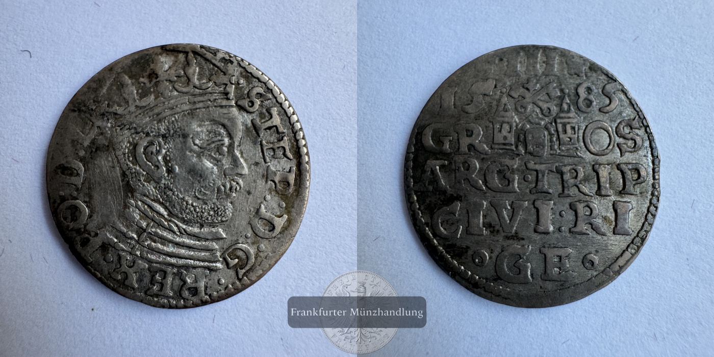  Polen / 3 Groschen 1585 Stephan Batory FM-Frankfurt Silberraugewicht: 2,53g   