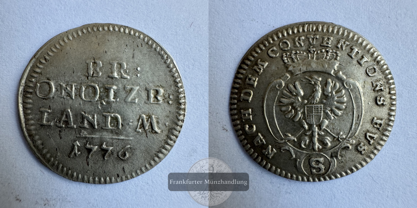  DE Brandenburg-Ansbach / 2½ Kreuzer 1776 Alexander FM-Frankfurt KM#277 Silberraugewicht: 1,1g   