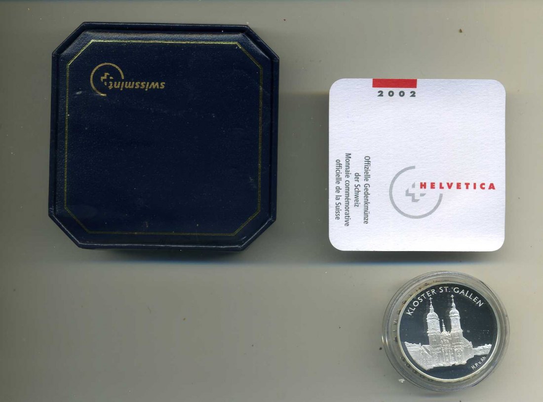 20 Franken 2002 PP Kloster St. Gallen in Original Schachtel mit Zertifikat