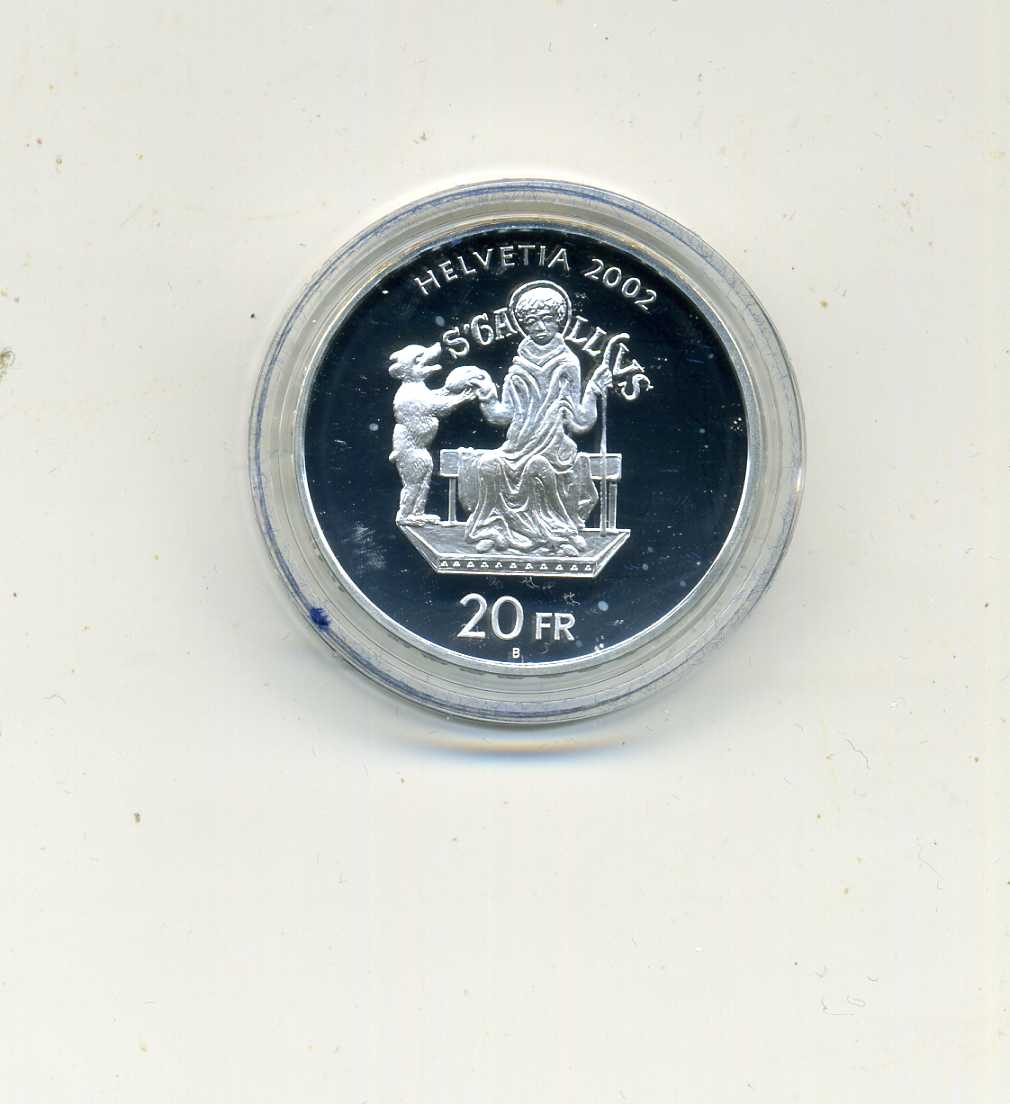  20 Franken 2002 PP Kloster St. Gallen in Original Schachtel mit Zertifikat   