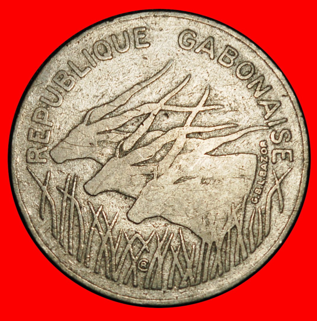  Ⰶ FRANCE (1975-1985): GABON ★ 100 FRANCS 1984 3 ANTELOPES!★LOW START ★ NO RESERVE!   