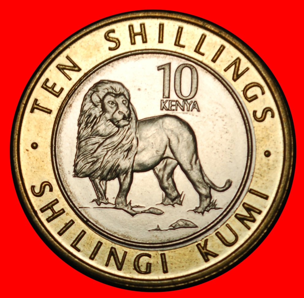 Ⰶ GREAT BRITAIN: KENYA ★ 10 SHILLINGS 2018 LION! UNC MINT LUSTRE!★LOW START ★ NO RESERVE!