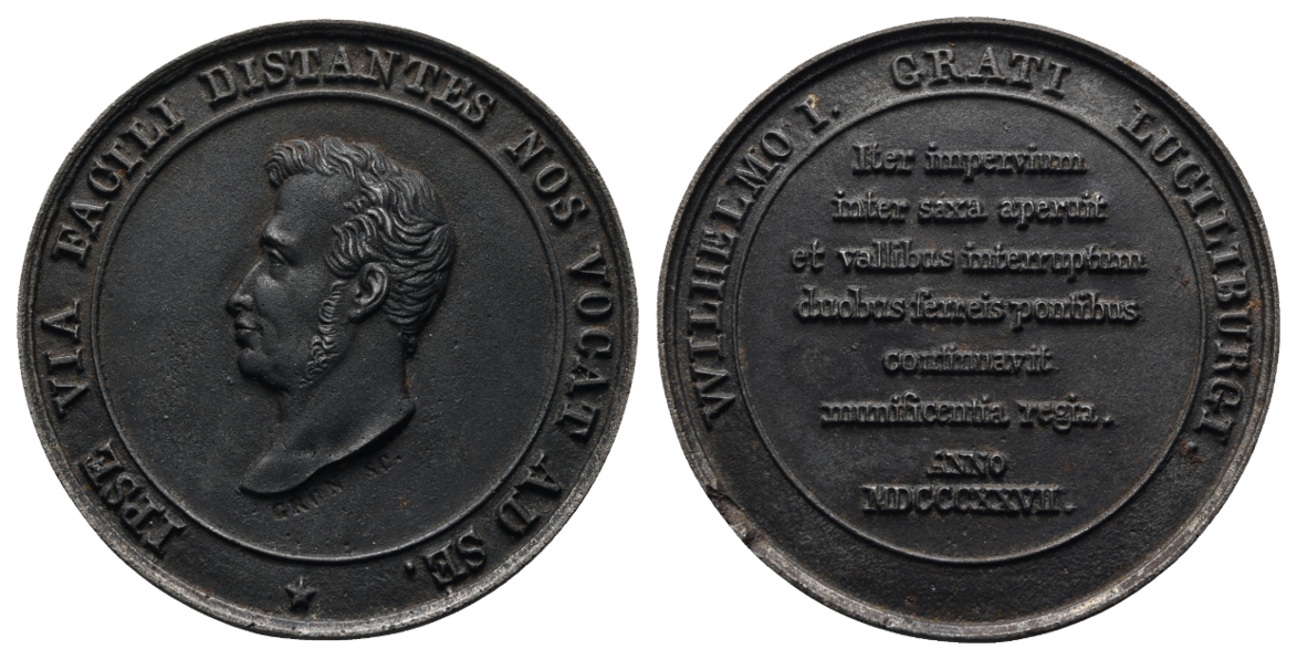 Medaille 1827; Luxemburg; Wilhelmo I.; Bronze; 76,95 g, Ø 65,9 mm   