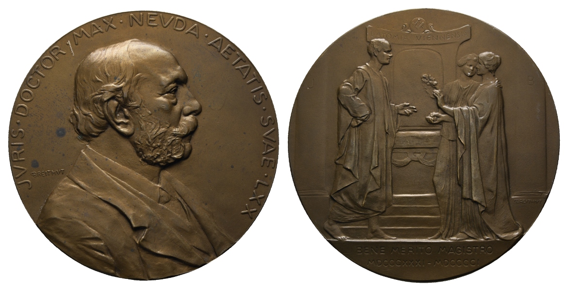  Medaille; Wien; Max Nevda; Bronze; 77,19 g, Ø 60,24 mm   