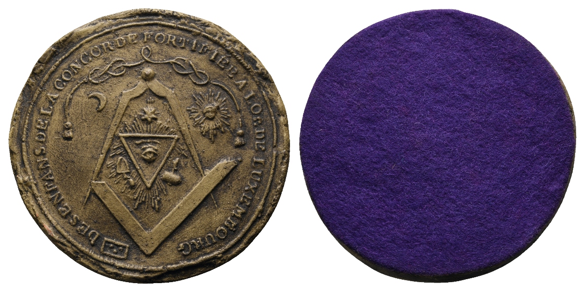  Medaille; Freimaurer; Luxemburg; Keramik; 48,96 g, Ø 77,26 mm   