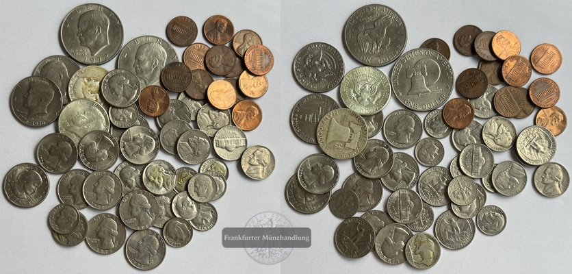  USA  Lot,  1 Dollar - 1 cent  div. Jg.   FM-Frankfurt CuNi 275,9g   