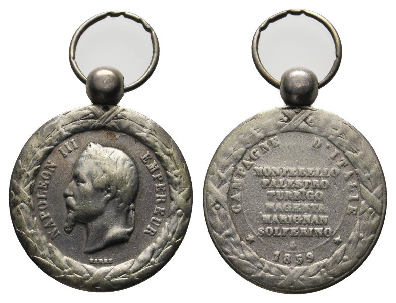  Medaille 1859; Napoleon III.; Bronze; gehenkelt; 14,73 g; Ø 30,5 mm   