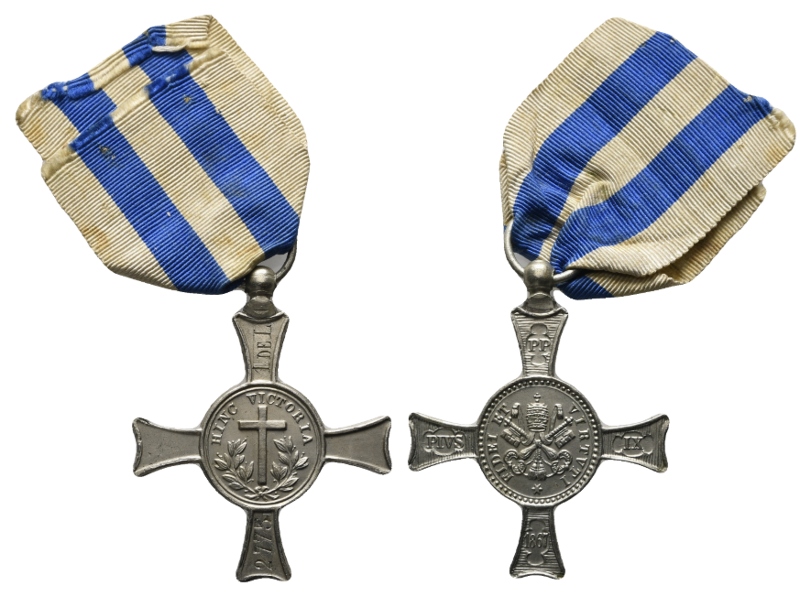  Medaille/ Abzeichen; Mentana Kreuz; unedel; am Band; 12,87 g; Ø 41,4 mm   