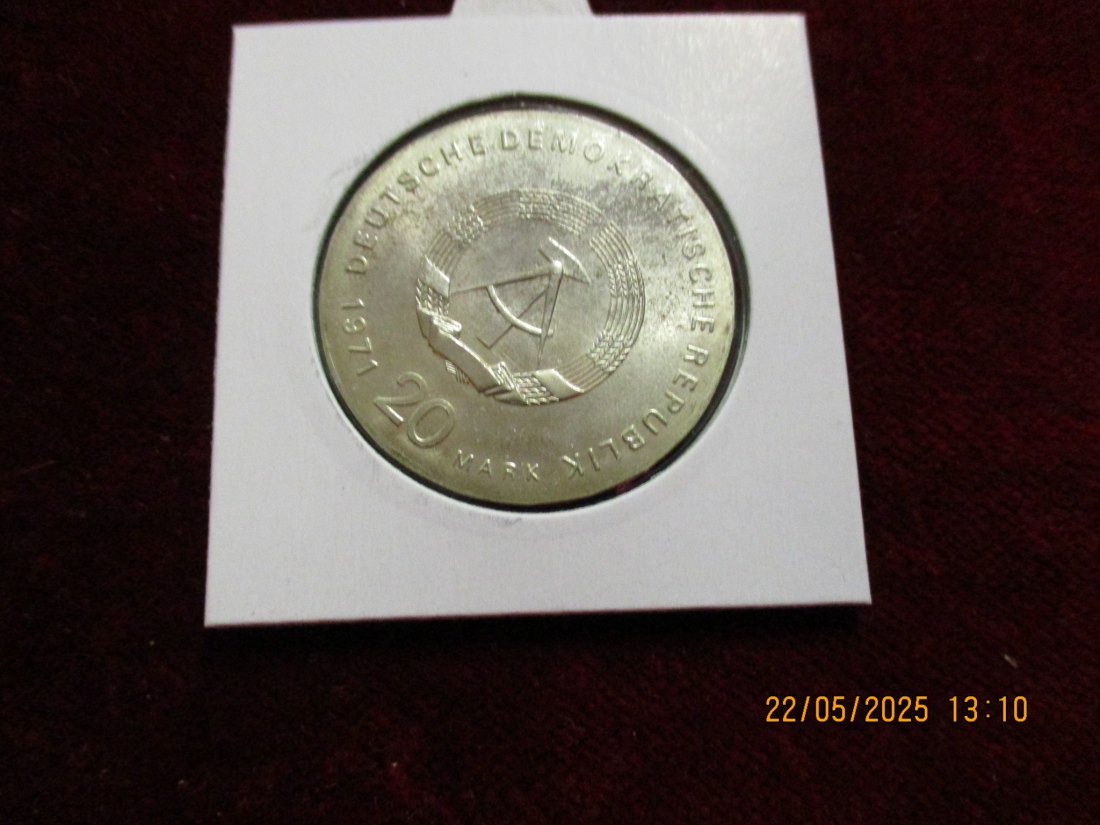  Silber-Münze 20 Mark DDR 1971 K. Liebknecht - R. Luxemburg 625er Silber 20,9 rau -1101455   