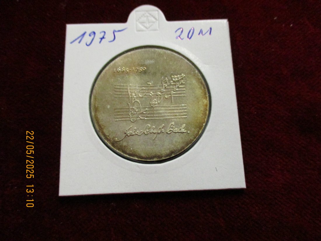  Silber-Münze 20 Mark DDR 1975 J. S. Bach 625er Silber 20,9 rau -1101455   