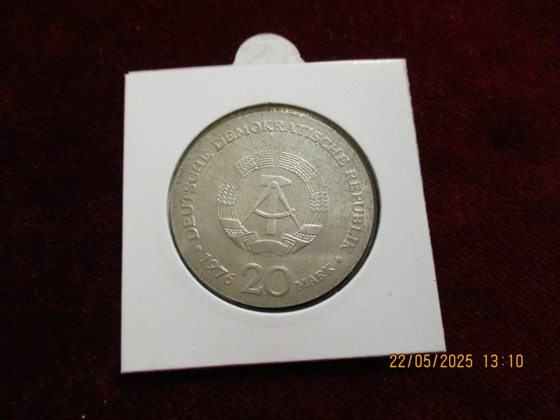  Silber-Münze 20 Mark DDR 1976 Wilhelm Liebknecht 625er Silber 20,9 rau -1101455   