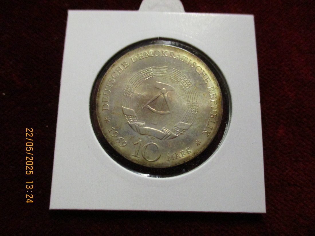  Silber-Münze 10 Mark DDR 1969 Friedrich Böttger 625er Silber 17 rau -1101455   