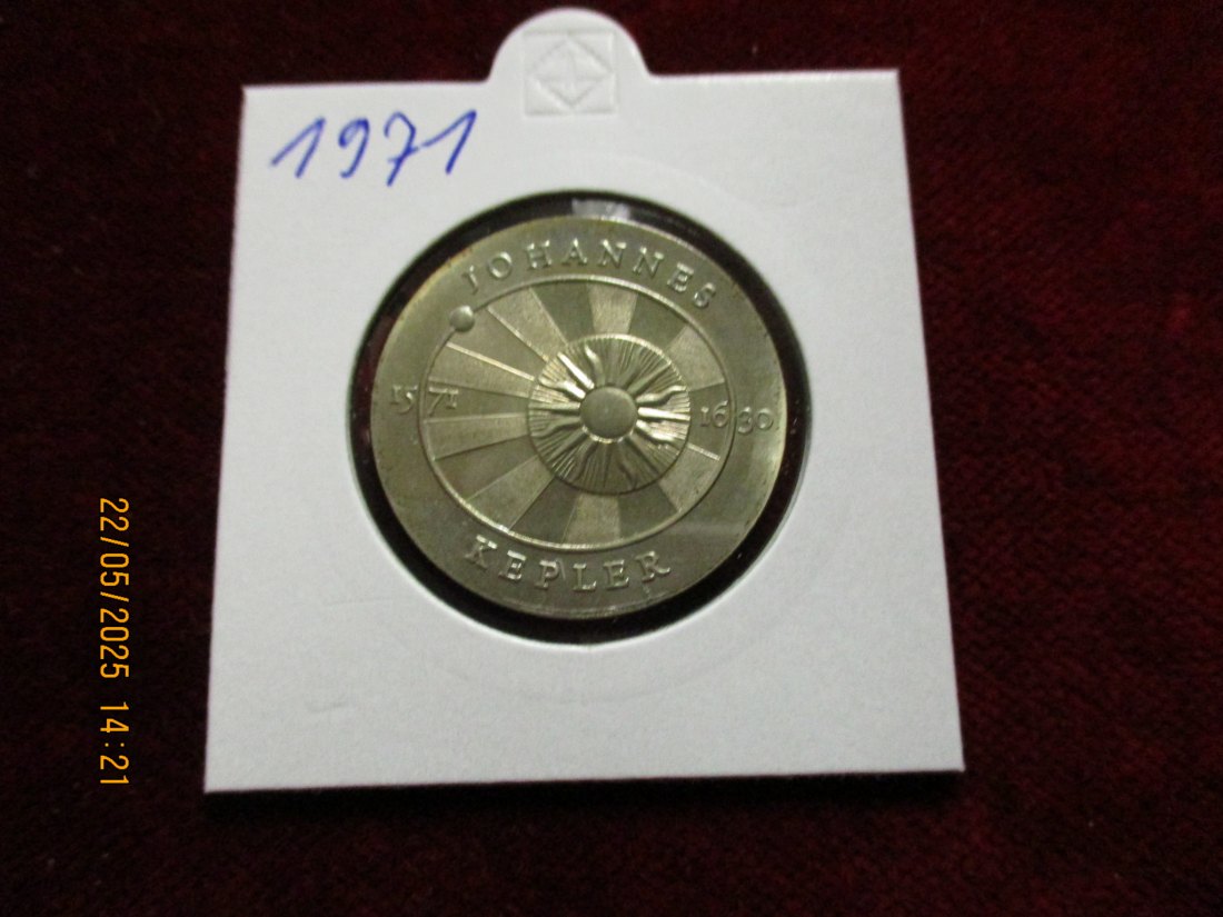  5 Mark DDR 1971 Johannes Kepler / Metall: K-N-Zk Gewicht: 9,6g   