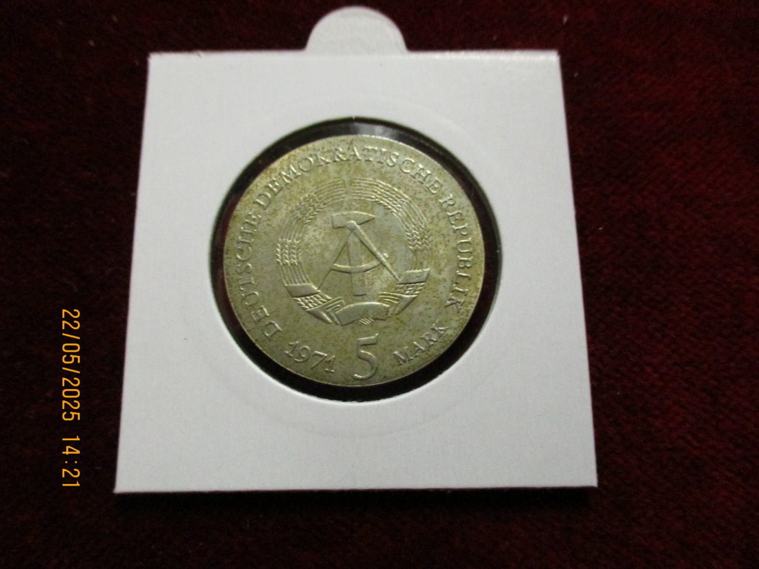  5 Mark DDR 1971 Johannes Kepler / Metall: K-N-Zk Gewicht: 9,6g   