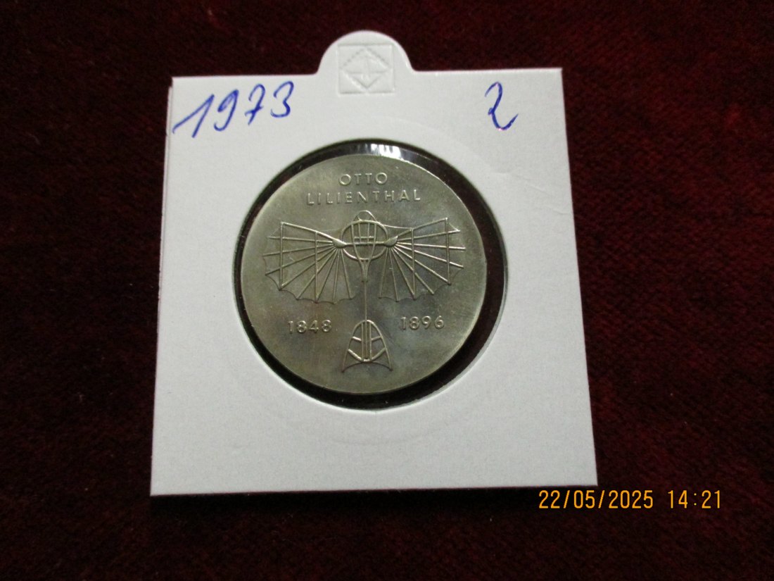  5 Mark DDR 1973 Otto Lilienthal / Metall: K-N-Zk Gewicht: 9,6g   