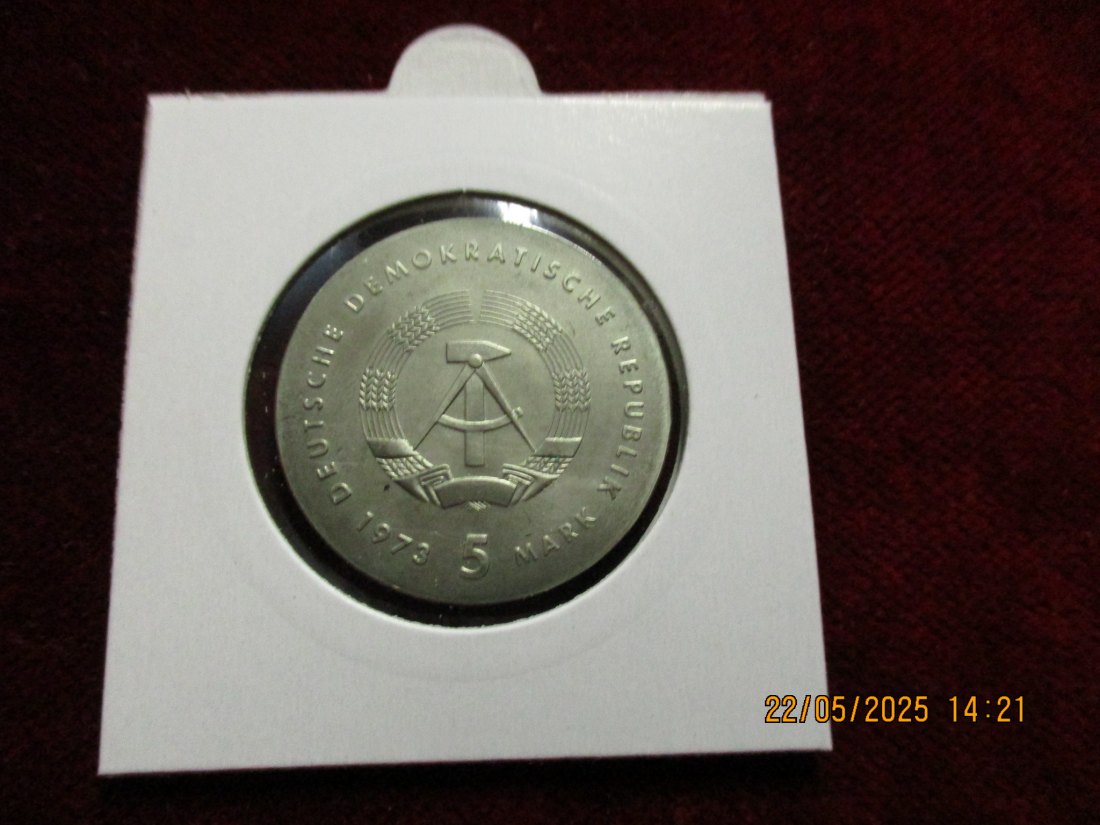  5 Mark DDR 1973 Otto Lilienthal / Metall: K-N-Zk Gewicht: 9,6g   