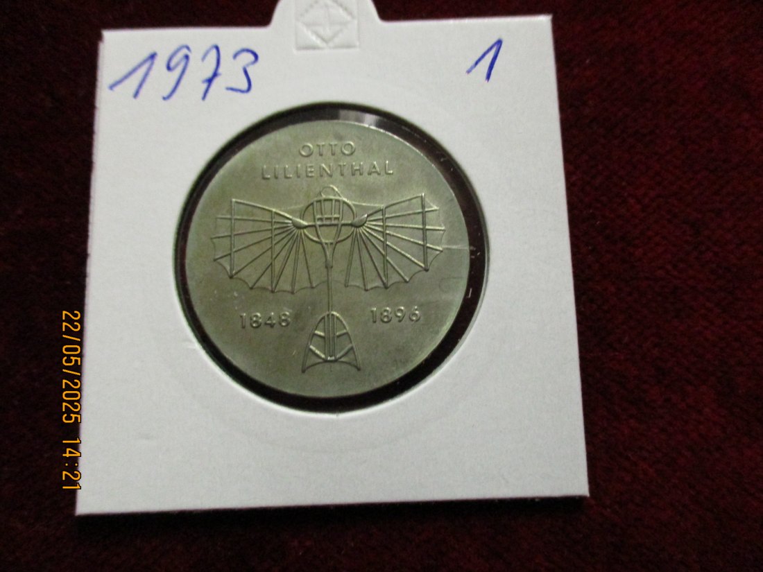  5 Mark DDR 1973 Otto Lilienthal / Metall: K-N-Zk Gewicht: 9,6g   