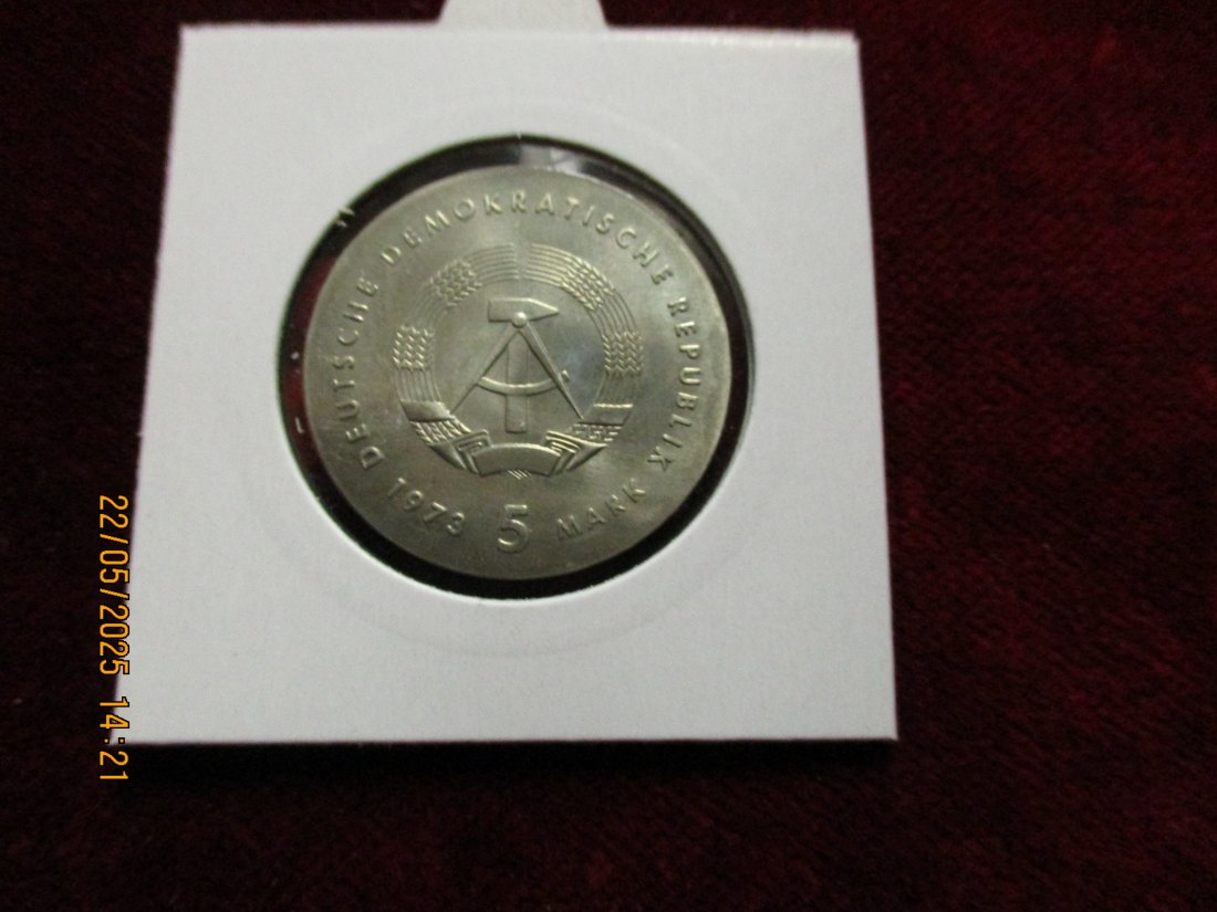  5 Mark DDR 1973 Otto Lilienthal / Metall: K-N-Zk Gewicht: 9,6g   