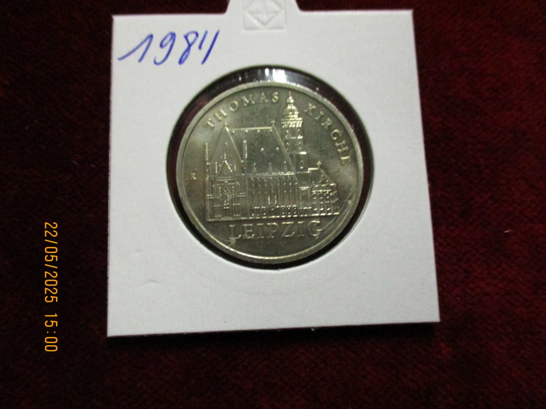 5 Mark DDR 1984 Leipzig Thomas Kirche / Metall: K-N-Zk Gewicht: 9,6g   
