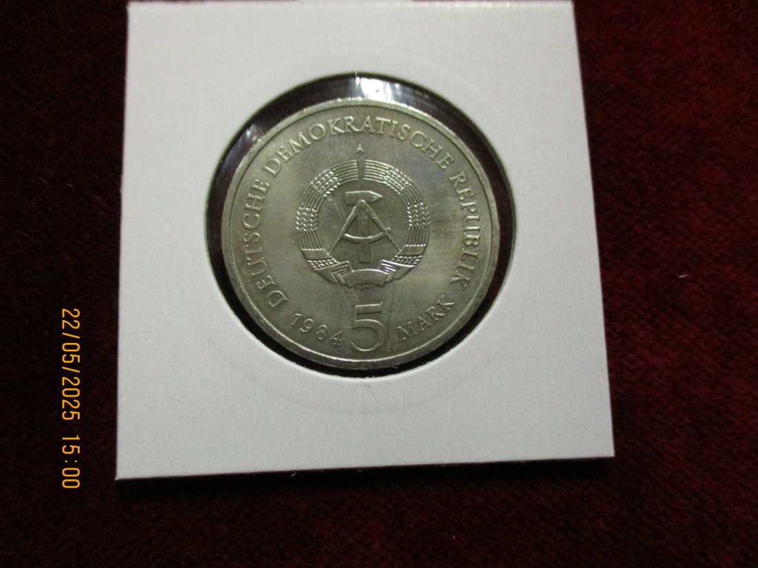  5 Mark DDR 1984 Leipzig Thomas Kirche / Metall: K-N-Zk Gewicht: 9,6g   