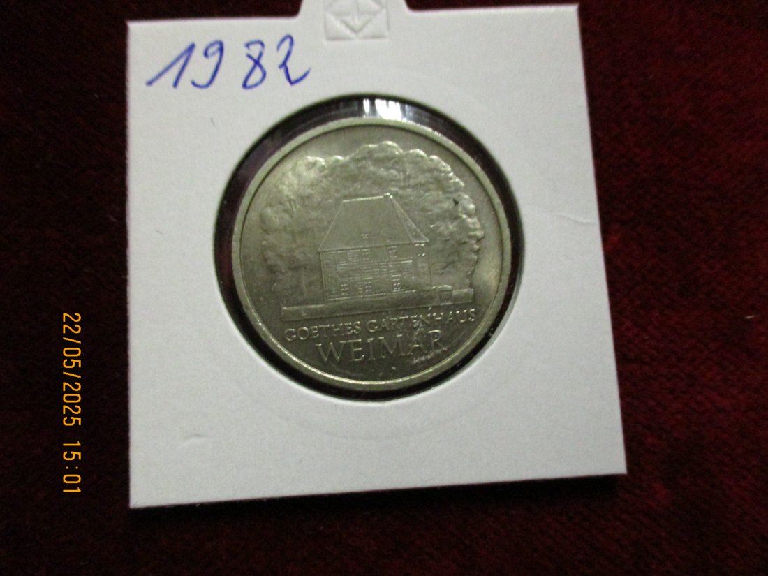 5 Mark DDR 1982 Weimar Goethes Gartenhaus / Metall: K-N-Zk Gewicht: 9,6g   