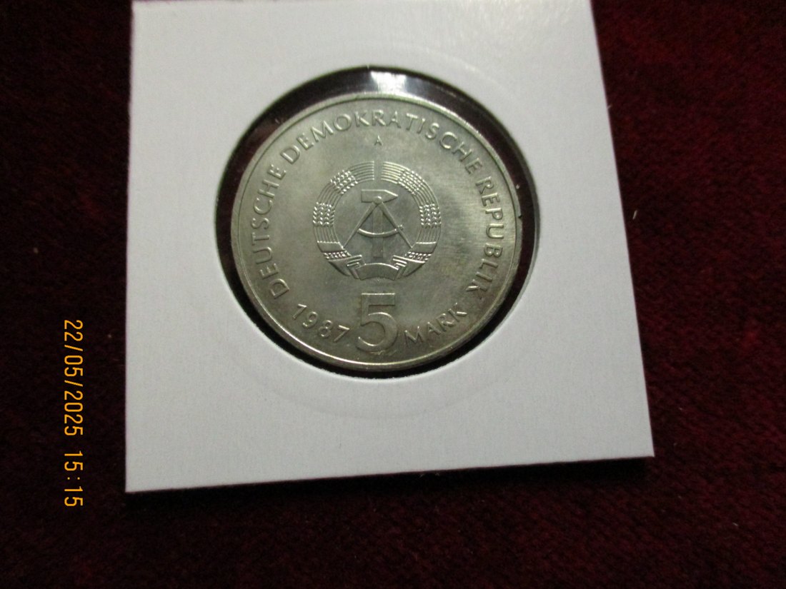  5 Mark DDR 1987 Berlin Alexanderplatz / Metall: K-N-Zk Gewicht: 9,6g   