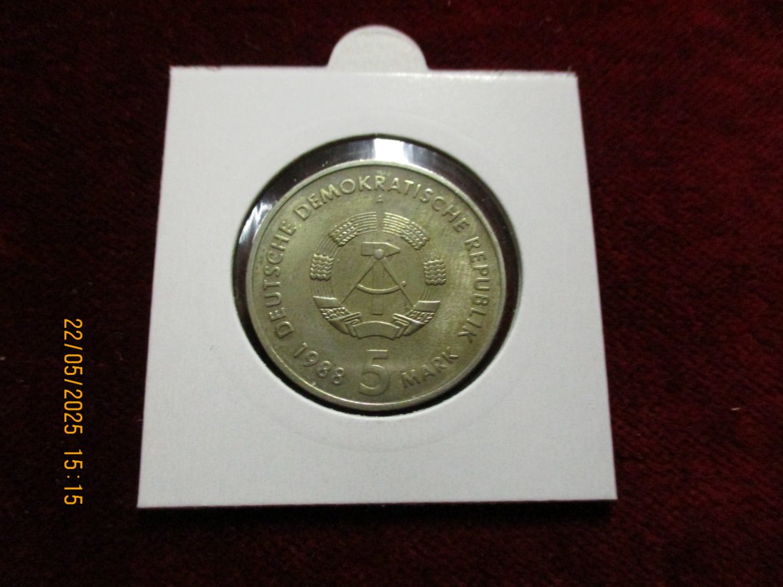  5 Mark DDR 1988 Saxonia / Metall: K-N-Zk Gewicht: 9,6g   
