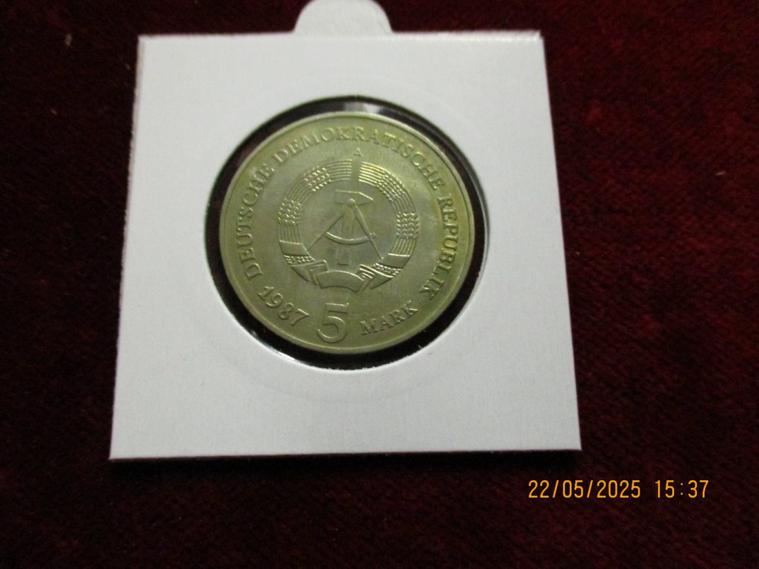  5 Mark DDR 1987 Berlin Hauptstadt der DDR / Metall: K-N-Zk Gewicht: 9,6g   