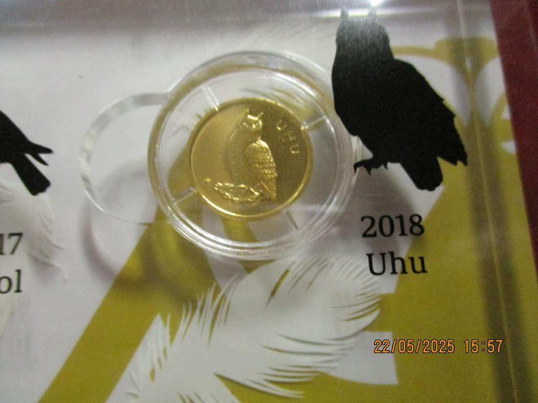  Anlagegold 20 Euro 2018 Heimische Vögel Uhu Metall: 999,9er Gold Gewicht: 3,89g   