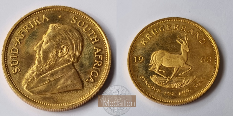 Süd Afrika MM-Frankfurt Feingold: 31,1g 1oz Krügerrand 1968 