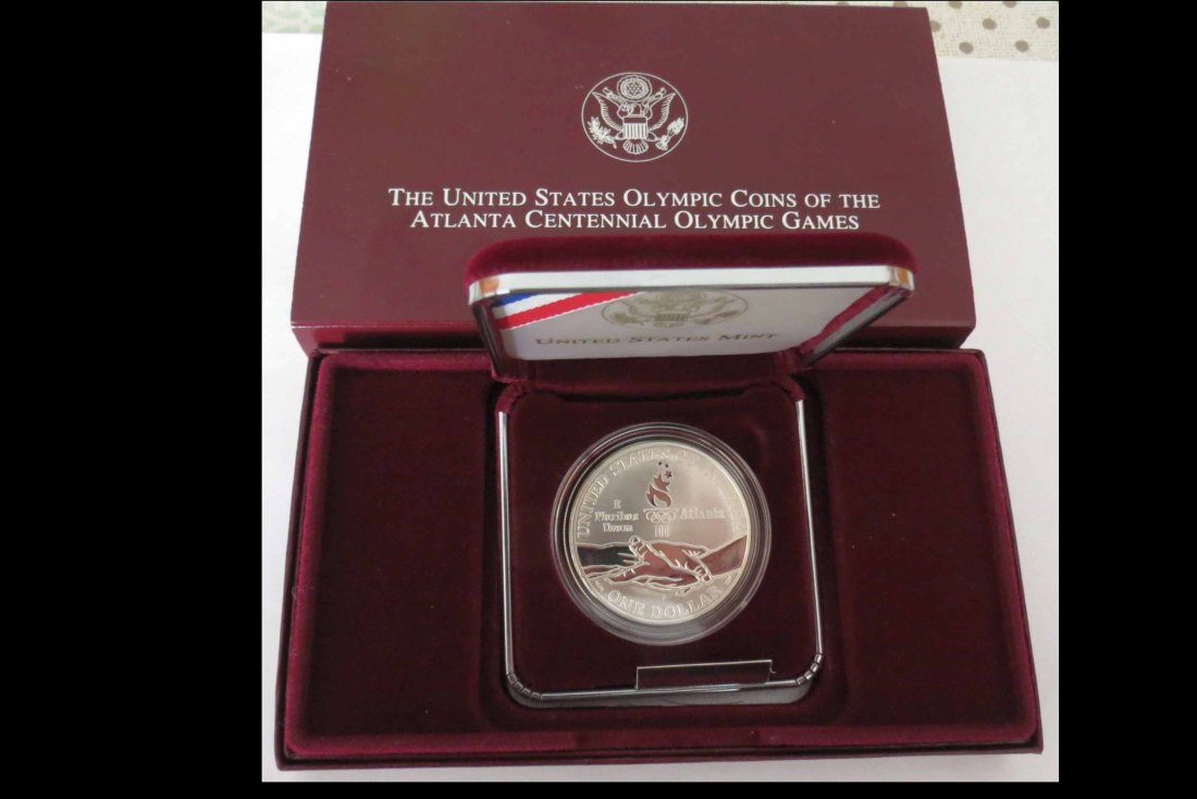 USA 1 $ Silber 900er; Olympische Spiele Atlanta 1996 Track-Runner; PP gekapselt,mit CoA+Umverpackung