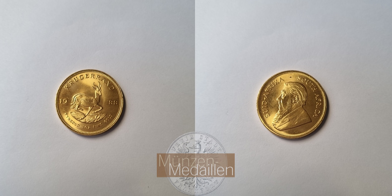 Süd Afrika MM-Frankfurt Feingold: 31,1g 1oz Krügerrand 1988 