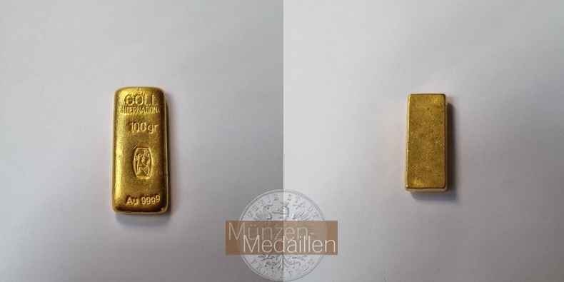  Belgien Goldbarren 100g (gegossen) Tony Goetz MM-Frankfurt Feingold: 100g   